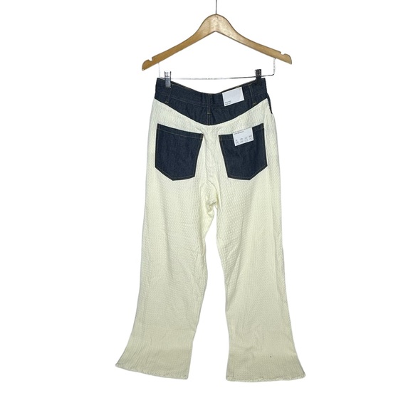 NWT WeWoreWhat High Rise Wide Leg Denim Cable Knit Pants cream 27 - Picture 16 of 16